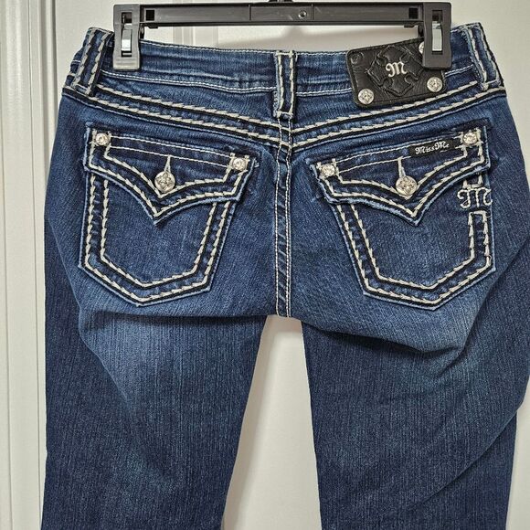 MISS ME Jeans Women's 26 (28x27) Signature Skinny Blue Low-Rise Flap Pockets - Picture 1 of 10